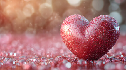 Obraz premium Dew-kissed Heart A Symbol of Love and Romance.