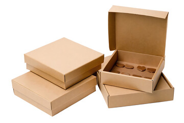 set of cardboard boxes on white background.AI GENERATED