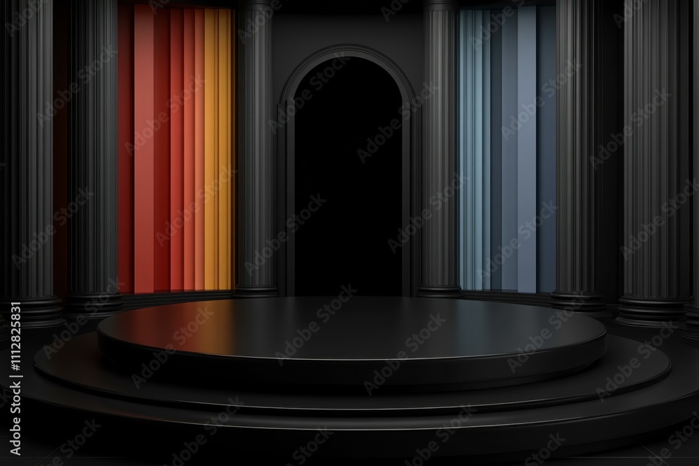 Poster secure transaction colorful wallet and colorful price tag carefully placed around an empty black cir