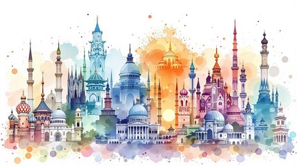 Obraz premium Watercolor building vibes