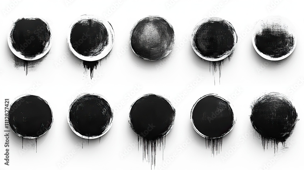 Poster ovals and circles drawn by hand in set different width ovals highlight circle frames ellipses in doodle style set of isolated on white backgroun