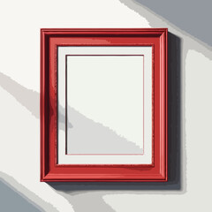  A bold red frame displayed on a white wall, offering a modern touch to the interior design.