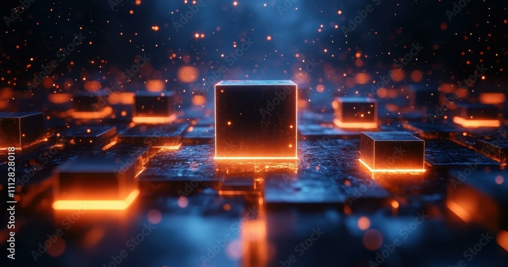 Aufkleber data processing technology. glowing computer chips on circuit board close-up, technology innovation 