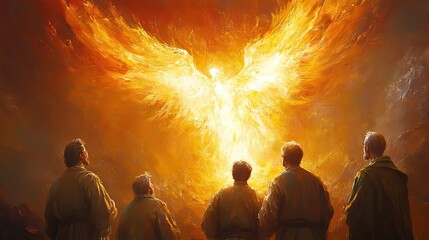pentecost the holy spirit descending on the apostles as tongues of fire digital painting