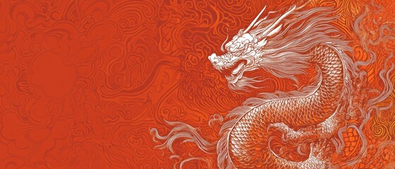 Obraz premium Chinese New Year A dragon is on a red background