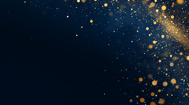  minimalist confetti background for awards ceremony or powerpoint presentation with blue background and gold, festive abstract wallpaper