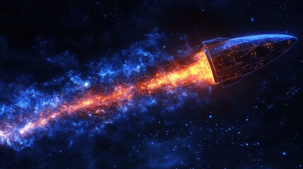 Cosmic Rocket Launch. Wp Ai singularity PyTorch Cosmos Crypto Space id Speculative fiction Astroscale Motion array Vflix Nitropack shuttle launching into galaxy trail, futuristic spacecraft flying th