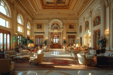 Obraz premium Elegant Grand Hotel Lobby Interior Design