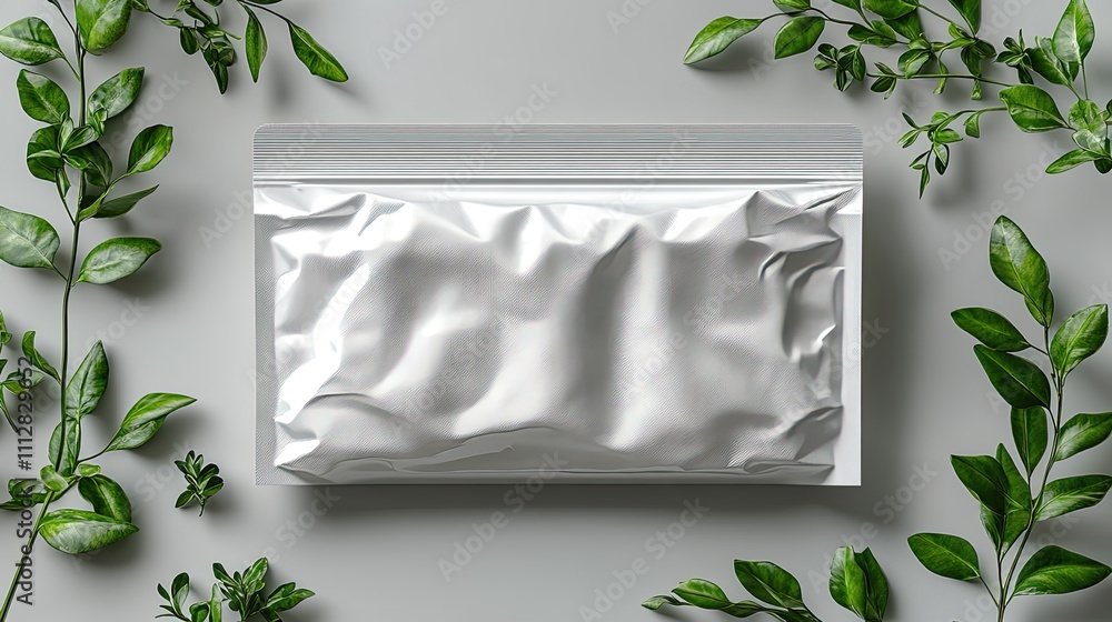 Poster plastic pack template for antibacterial napkins and wet wipes front and angle views of a blank white