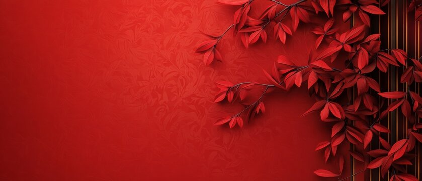 Chinese New Year A red background with red leaves on it