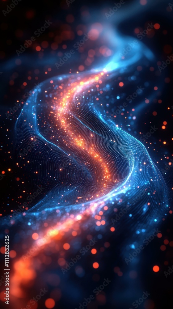 Aufkleber the abstract art abstract digital illustration of undulating lines data points and waveforms in blue