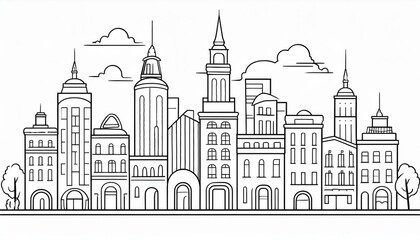 City skyline coloring page