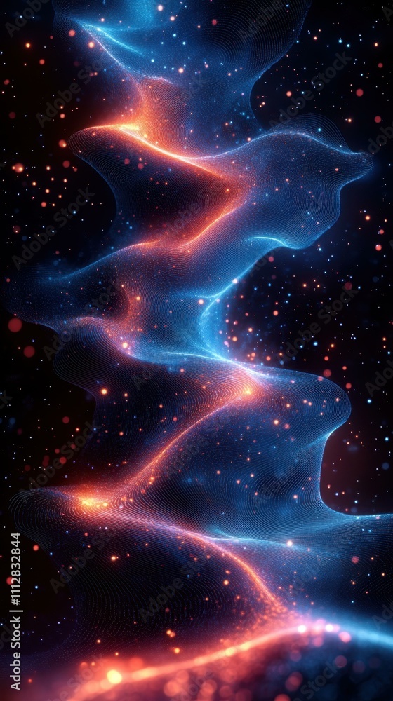 Aufkleber the landscape composed vibrant digital design with intricate patterns of lines dots and waveforms in