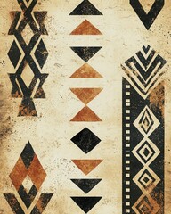 Abstract Textured Background with Tribal Patterns