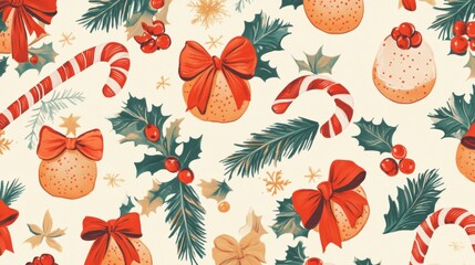 Festive christmas design featuring ornaments and holly cozy atmosphere holiday decor gigapixel quality vibrant patterns