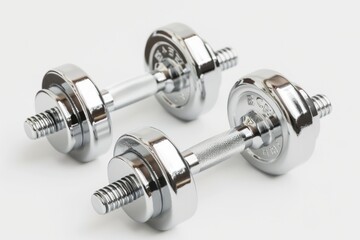 Dumbells Isolated. Chrome Dumbells for Strength and Fitness Exercise
