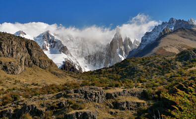 Fototapeta premium Beautiful wild mountains in the Argentine Andes in Patagonia. Fantastic natural scenery.