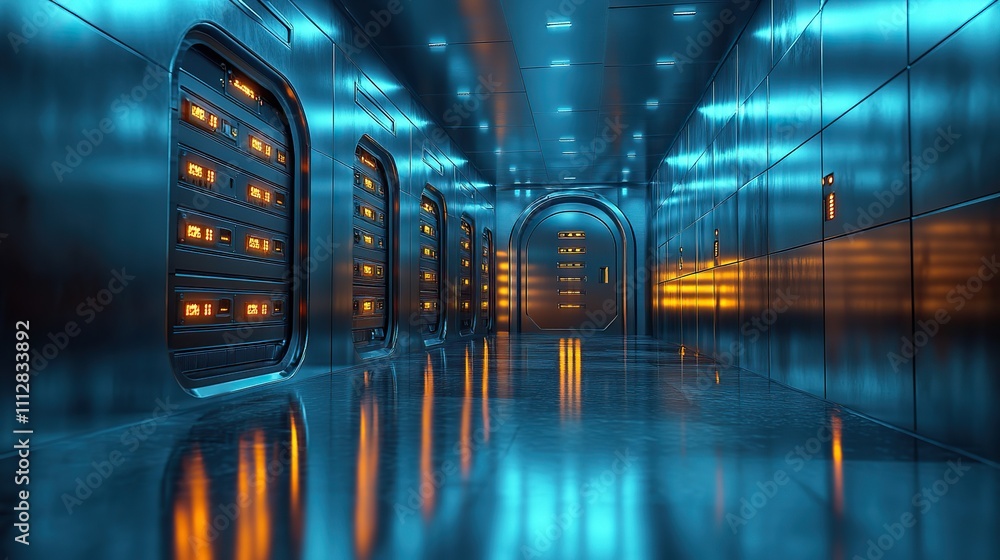 Fototapete safe deposit boxes and realistic lockers for safe keeping in 3d a group of steel vaults with code lo