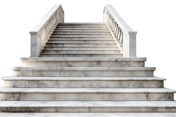 Marble staircase with stone stairs in building in PNG isolated on transparent background