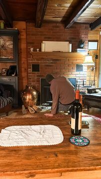 UGC Cosy moment making fire at the cottage 
