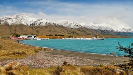 Beautiful lake and mountains in the background in southern Argentina