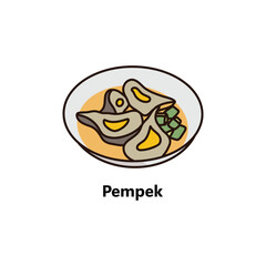 Pempek Indonesian Traditional Food Vector Illustration