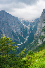 Beautiful view of a mountain slope in the Brenta Dolomites, located just west of Molveno, Italy