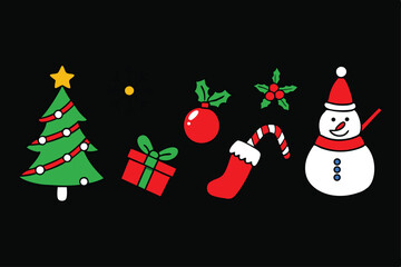 Christmas elements set icons design. Christmas vector icons collection on white.