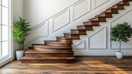 side view of inner stairs with a two tone wood texture white and dark laminated wood and no railing isolated ladder drawing icon design on a white backdro