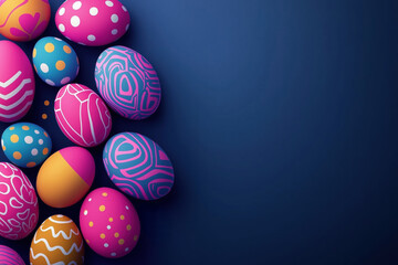 Festive Easter Background with Decorated Eggs and Space for Text