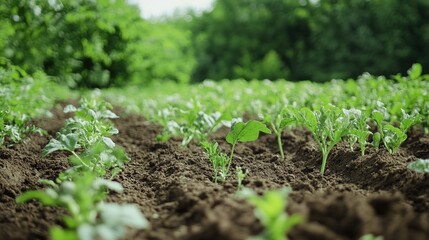 Obraz premium A regenerative agriculture practice in action, with healthy, nutrient-rich soil and thriving crops.