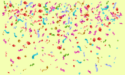 Faling confetti for festival background, birthday party invitation, carnival celebrate, glamour concert. Shiny colourful flying particle. Magic mosaic effect, romantic ceremony vibrant ornament.