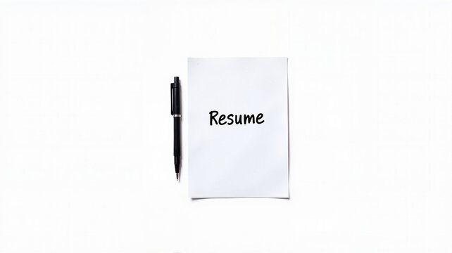 Minimalist resume design with black pen on white background