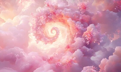 Pink spiral cloud formation in a dreamy sky.