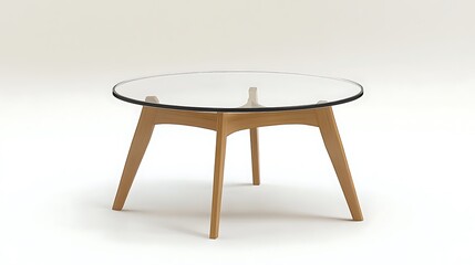 Fototapeta premium A glass coffee table with a wooden base