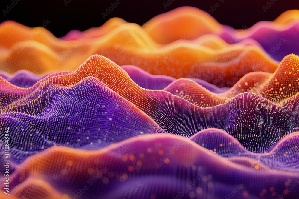 Poster colorful abstract design with smooth wave patterns in vibrant hues and glowing elements