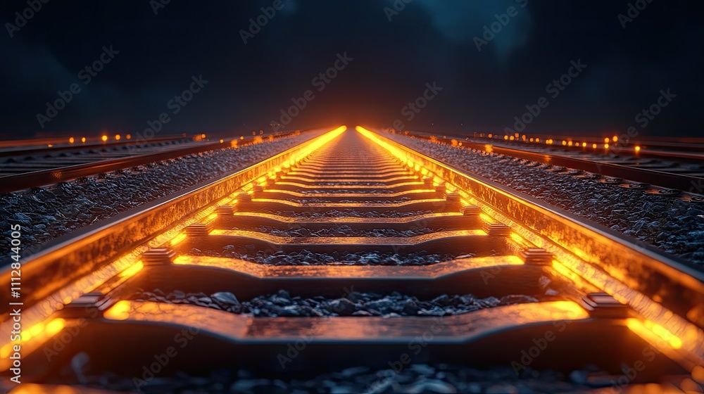 Aufkleber the railway going forward 3d on a black backgroun