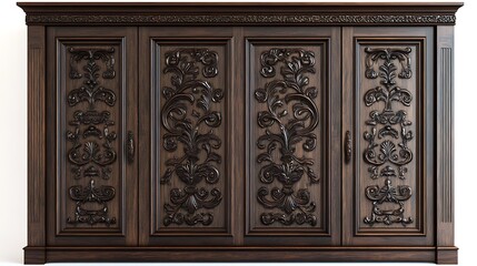 Obraz premium A large wooden cabinet with intricate carvings and designs