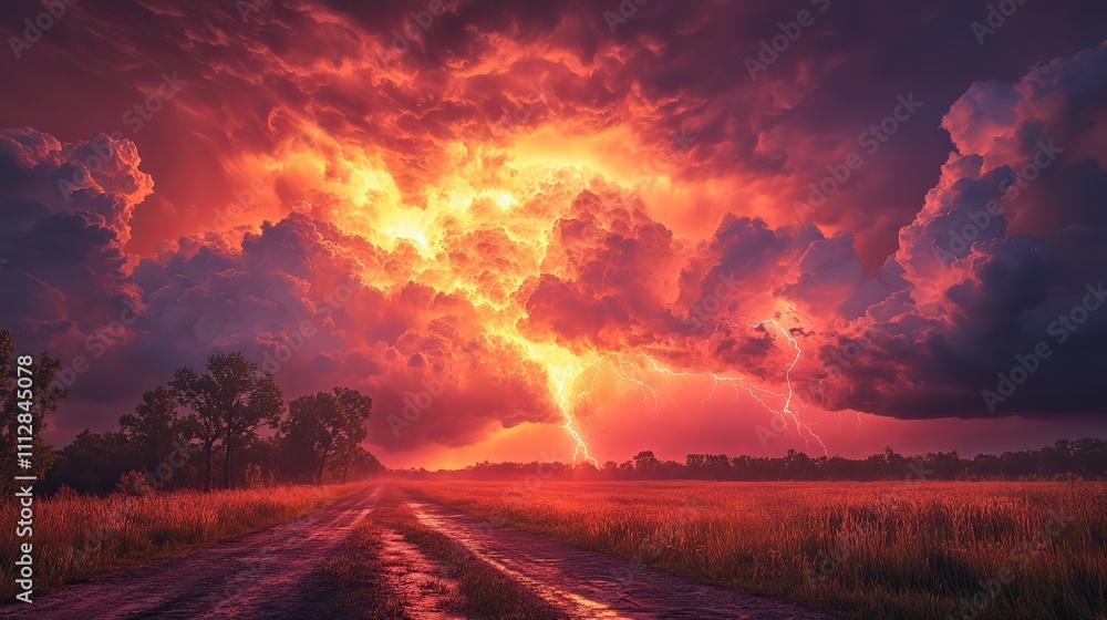 Poster the wrath of god lightning and thunderstorm in the sky