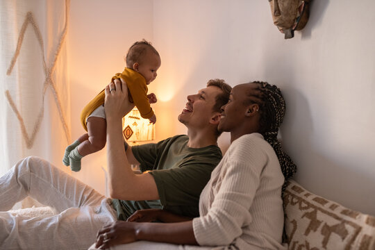 Parents spending time with newborn