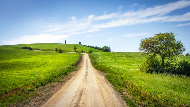 Route of the Via Francigena. Torrenieri, Tuscany, Italy
