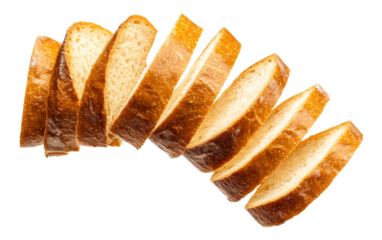 Sliced bread display kitchen counter food photography bright environment top view freshness