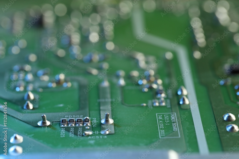 Poster computer circuit board, macro view. electronic engineering