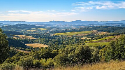 Obraz premium Scenic overlook with panoramic views of rolling hills and valleys