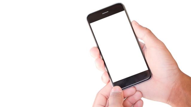 blank display hand holding smartphone.