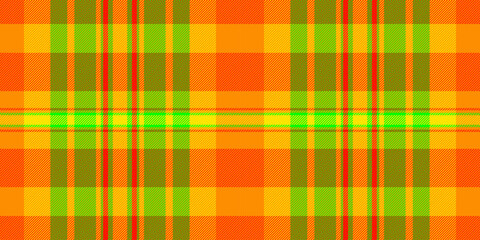 Checked plaid pattern texture, naked background tartan textile. Creativity check fabric seamless vector in bright and dark orange colors.