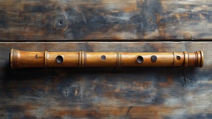 Fototapeta premium vintage sopilka a flat style wooden pipe idea for a miniature woodwind instrument cylindrical tube with flared end music poster design in format