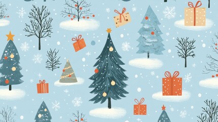 Fototapeta premium Charming christmas tree design winter wonderland digital art cozy environment aesthetic view seasonal concept