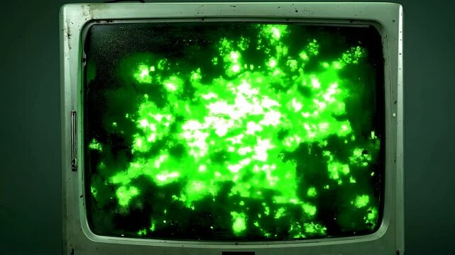 A retro TV screen with green static