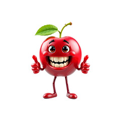3d cherry cartoon character, with a thumbs up. Ai generated